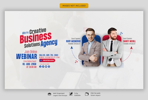 Digital marketing live webinar and corporate web banner template