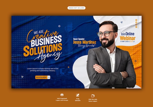 Digital marketing live webinar and corporate web banner template