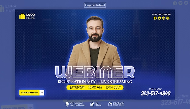 PSD digital marketing live webinar and corporate web banner template