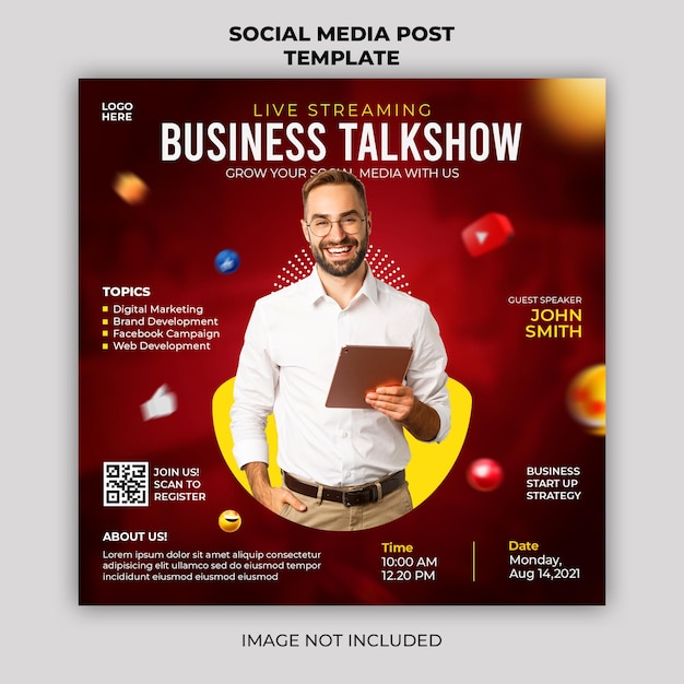 Digital marketing live webinar promotion social media post banner template