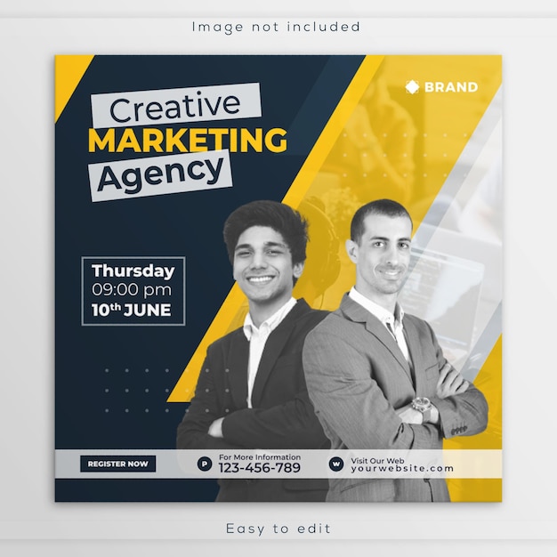 Digital marketing live webinar social media banner business Instagram post template design