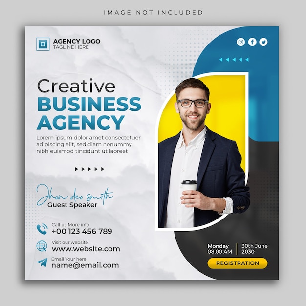 Digital marketing live webinar social media post and corporate business square banner template