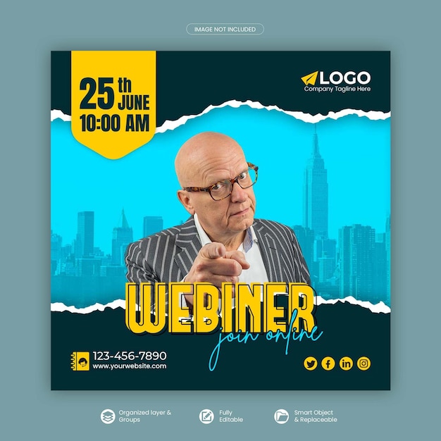 Digital marketing live webinar social media post or square banner or web banner template Premium Psd