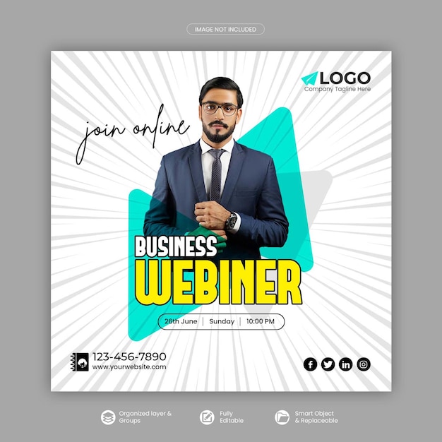 Digital marketing live webinar social media post or square banner or web banner template Premium Psd