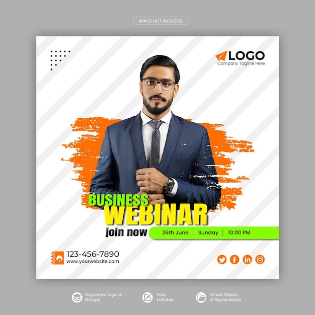 Digital marketing live webinar social media post or square banner or web banner template Premium Psd