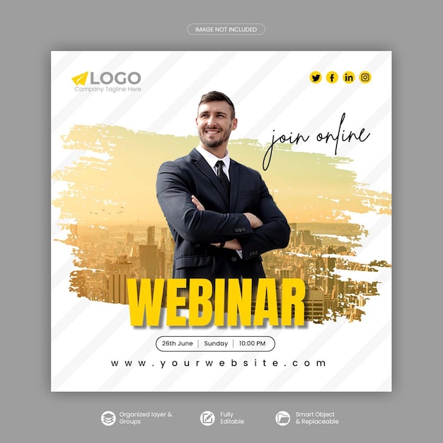 Digital marketing live webinar social media post template Premium Psd