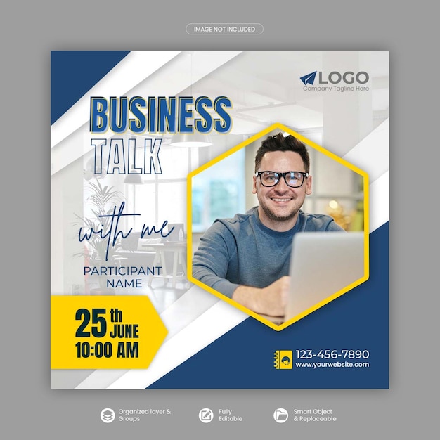 Digital marketing live webinar social media post template Premium Psd