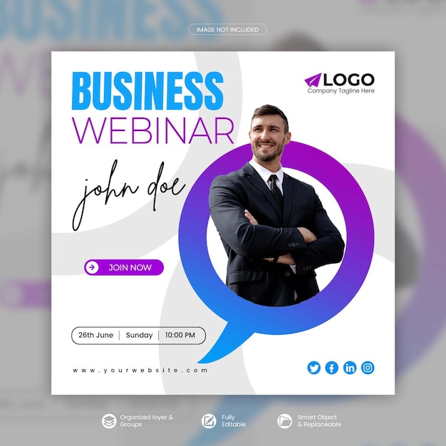 Digital marketing live webinar social media post template Premium Psd