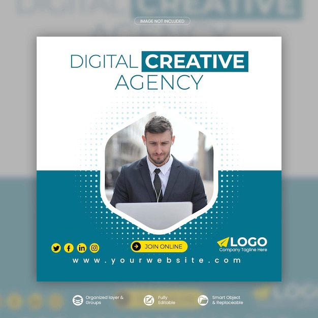 Digital marketing live webinar social media post template Premium Psd