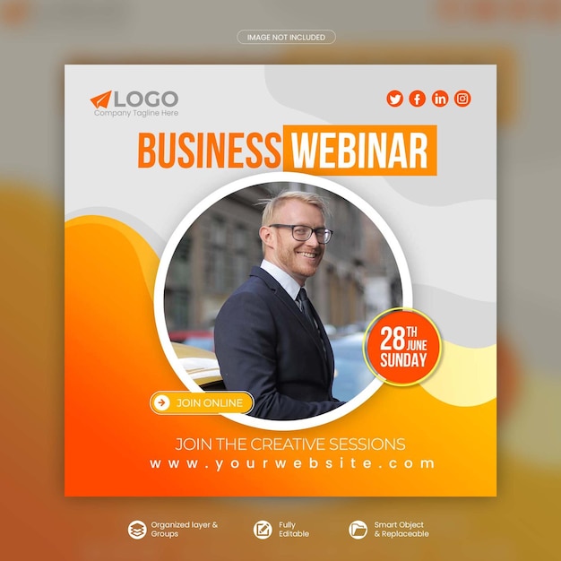 Digital marketing live webinar social media post template Premium Psd