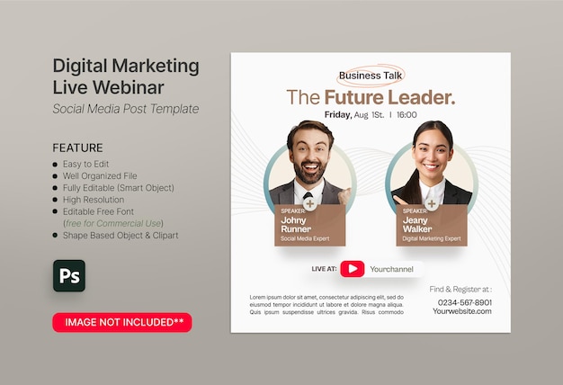 Digital marketing live webinar social media post template