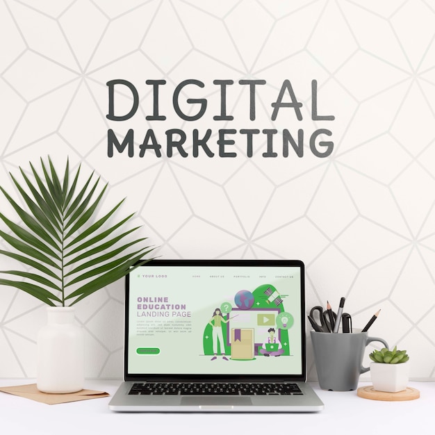 Digital marketing mockup with laptop