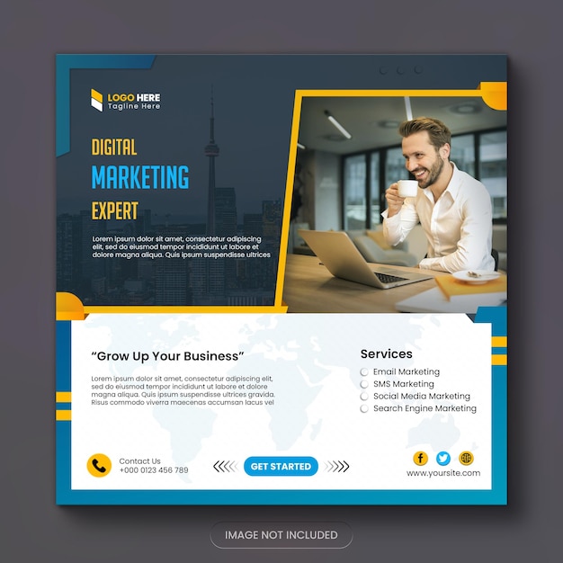 Digital marketing new web banner design and new social media post design template