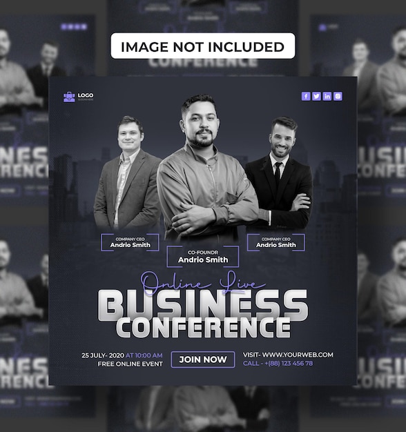 digital marketing online live Business Conference social media post template Premium Psd