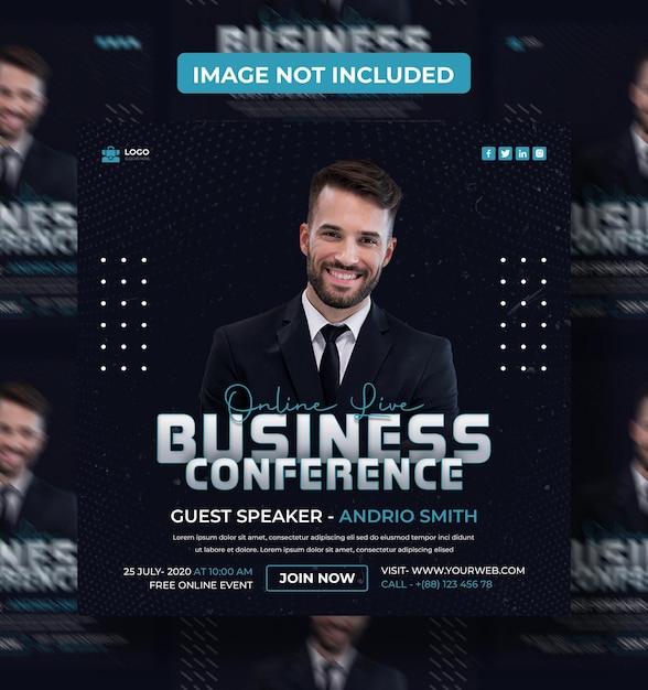 digital marketing online live Business Conference social media post template Premium Psd