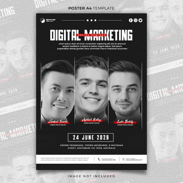 Digital Marketing Online Seminar Poster A4 or Banner Template