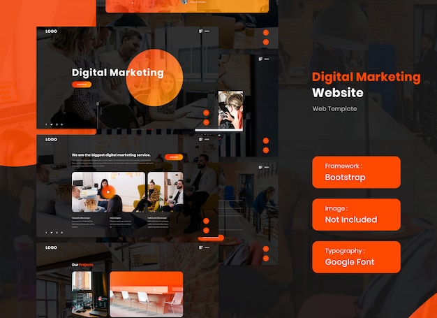 Digital marketing and SEO services website in dark version