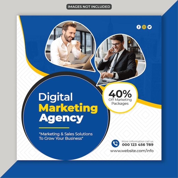 Digital marketing social media and instagram post template banner