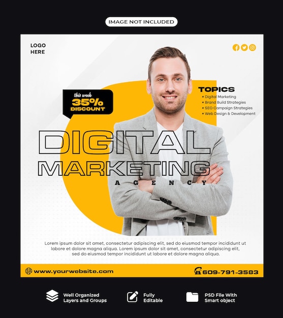 PSD digital marketing social media post and corporate social media post templet