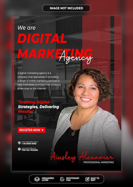 PSD digital marketing social media poster a4 template