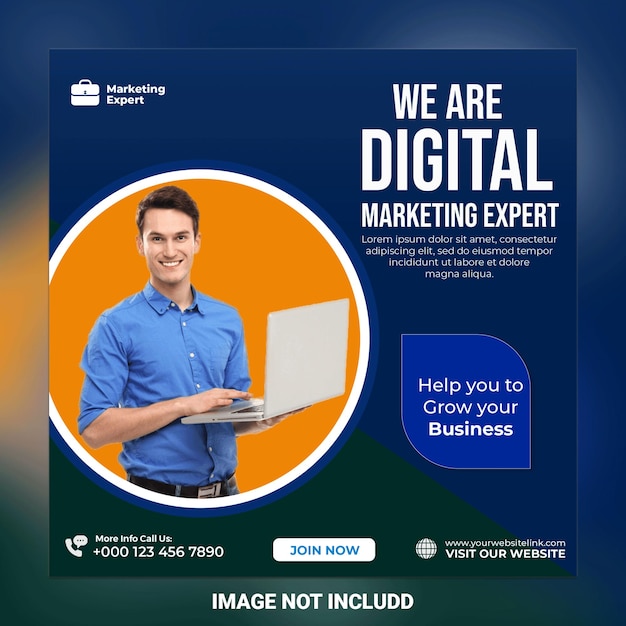 Digital marketing social media square banner post