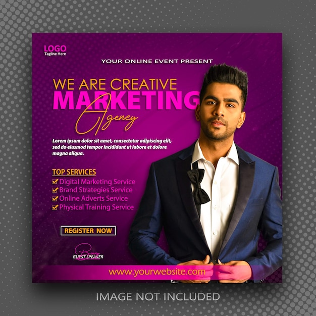 Digital marketing webinar, Business advicing event and corporate social media post template