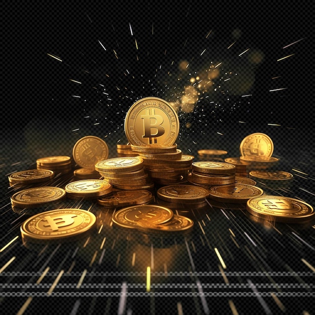 Digital money bit coins transparent background