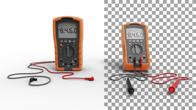 Digital multimeter front view with shadow 3d render