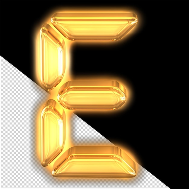 Digital symbol with glow letter e