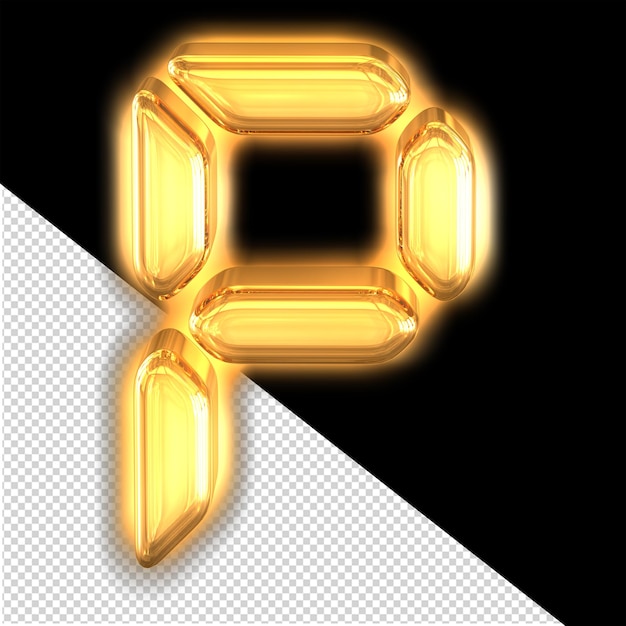 Digital symbol with glow letter p