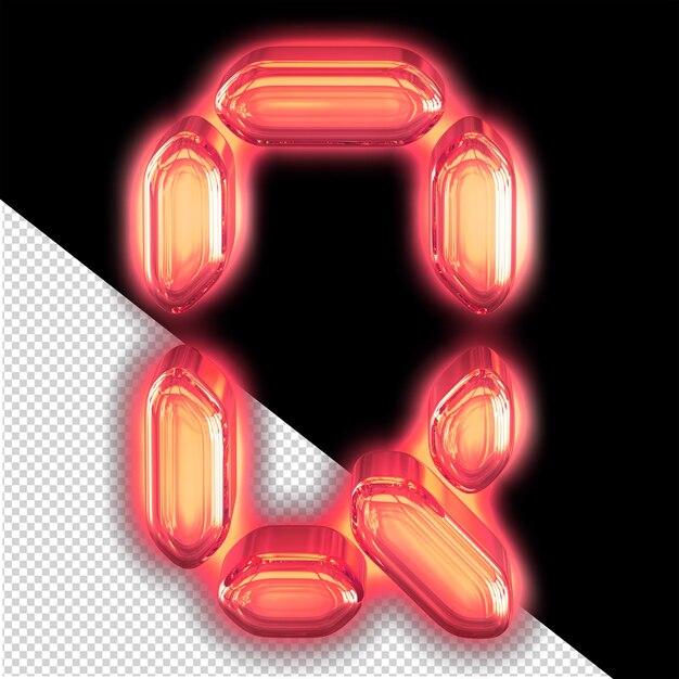 Digital symbol with glow letter q