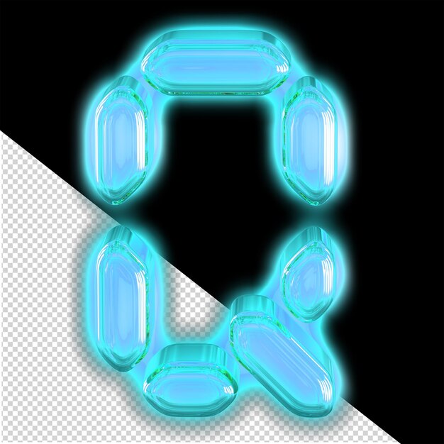 Digital symbol with glow letter q