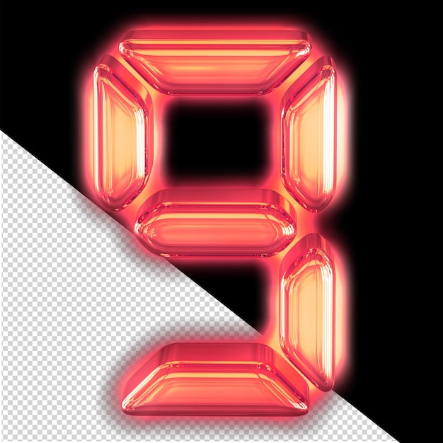 Digital symbol with glow number 9