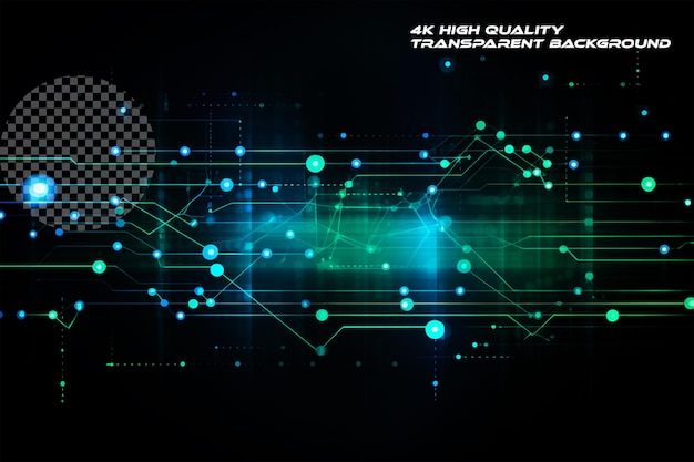 Digital tech banner with green hues Transparent background