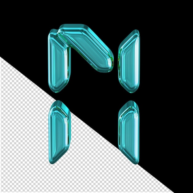 Digital turquoise 3d symbol letter n