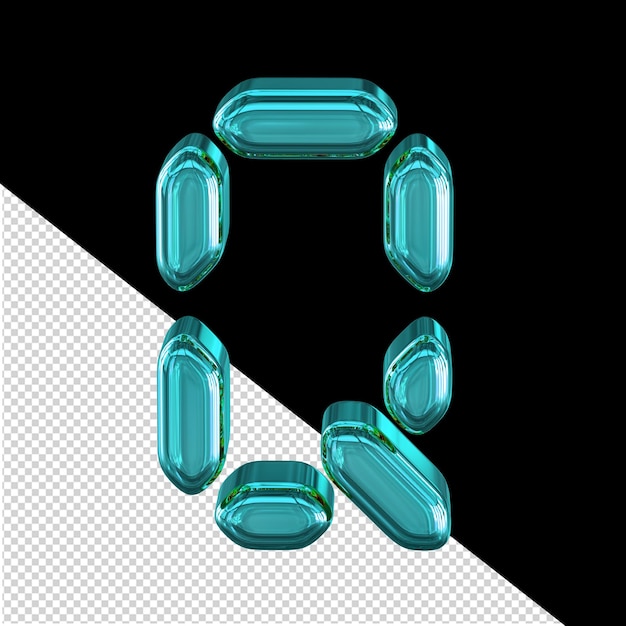 Digital turquoise 3d symbol letter q