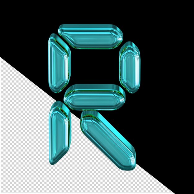 Digital turquoise 3d symbol letter r