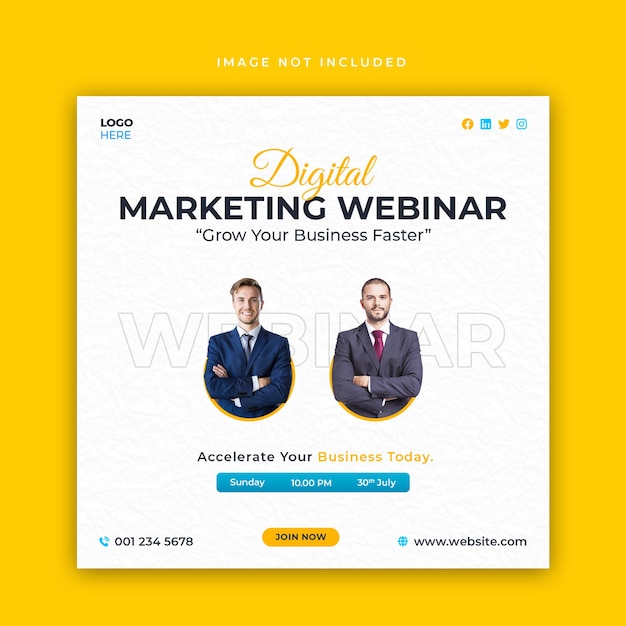 Digital webinar social media post and web banner template