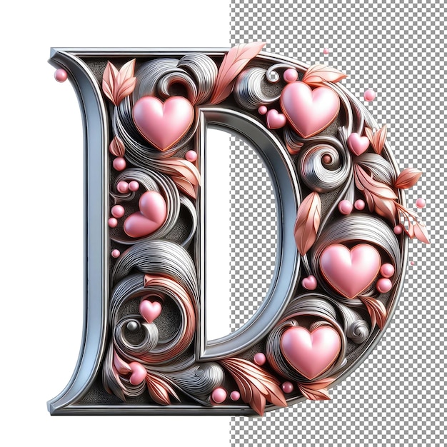 PSD dimensional typography isolated 3d letter on png background