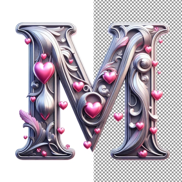 Dimensional Typography Isolated 3D Letter on PNG Background