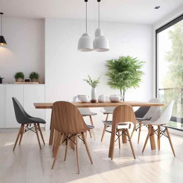 PSD a dining room with a table and chairs and a table with chairs and a table with chairs