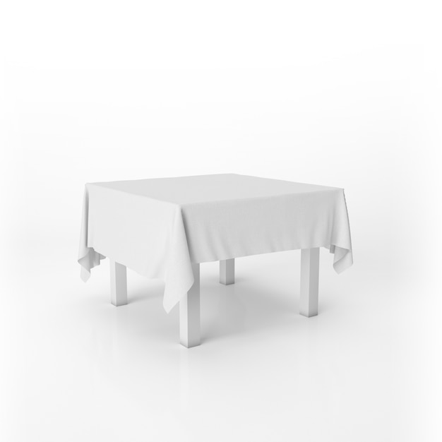 Dining table mockup with a white cloth