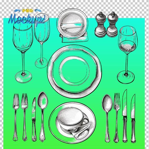 PSD dinner set high quality mock up