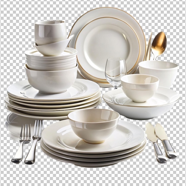 dinner set on transparent background