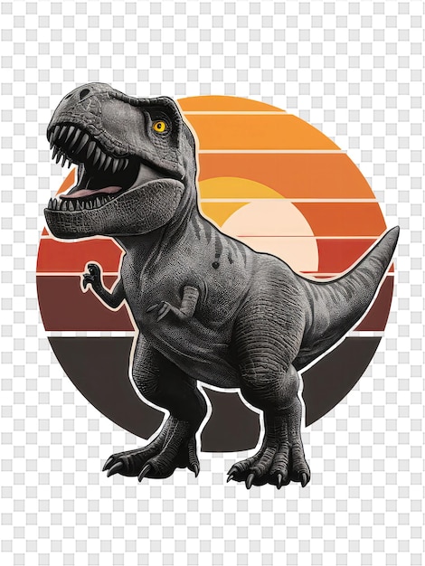 a dinosaur with a yellow eye and orange background