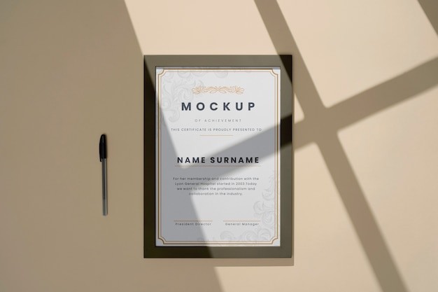 Diploma frame mockup design