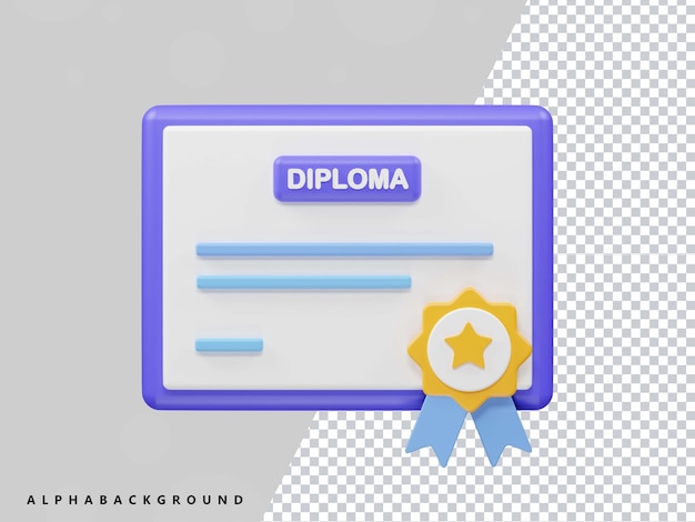 Diploma icon 3d rendering