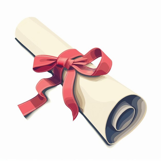 Diploma with a ribbon tied around it on transparent background AI generate illustration