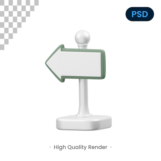 Direction Left 3D Icon Premium Psd