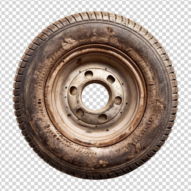 PSD dirty tire isolated on transparent background